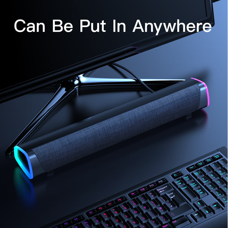 Soundbar - Compatible with Apple, 4D Computer Speaker Bar Stereo Sound subwoofer Bluetooth Speaker For Macbook Laptop Notebook PC Music Player Wired Loudspeaker