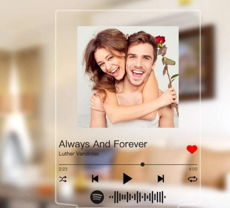 Customizable Photo Music Album Cover Night Light Carved Name Song Photo Frame - Personalisierbarer Foto-Musikalbum-Nachtlicht-Bilderrahmen mit Graviertem Namen und Lied