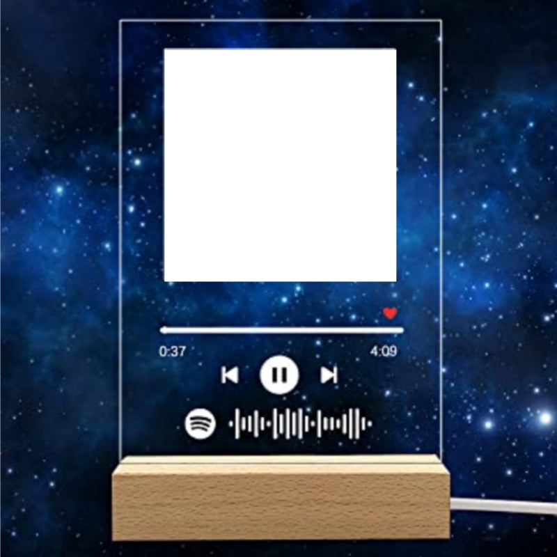 Customizable Photo Music Album Cover Night Light Carved Name Song Photo Frame - Personalisierbarer Foto-Musikalbum-Nachtlicht-Bilderrahmen mit Graviertem Namen und Lied