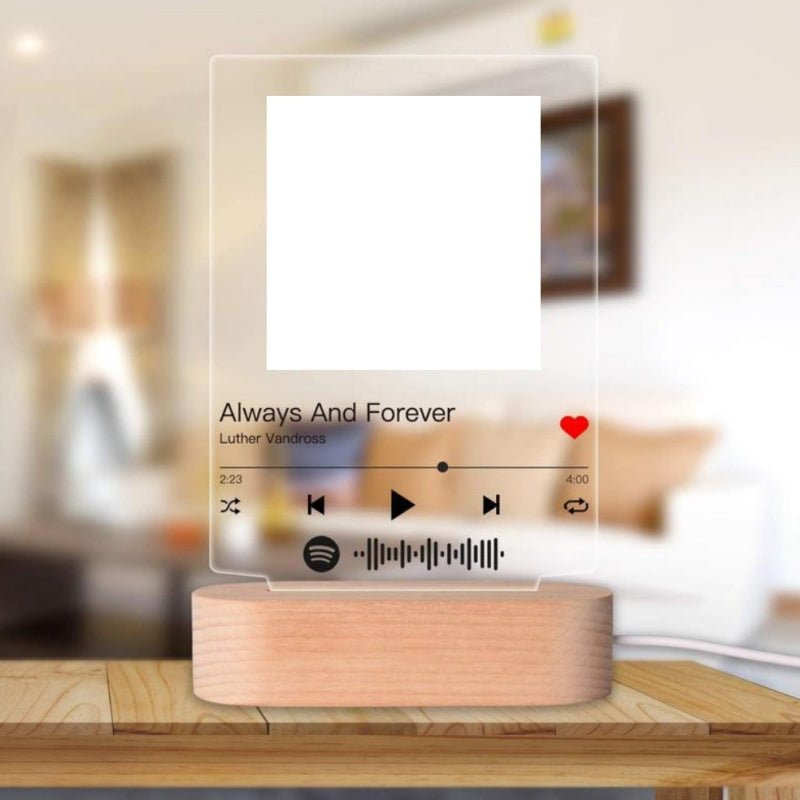 Customizable Photo Music Album Cover Night Light Carved Name Song Photo Frame - Personalisierbarer Foto-Musikalbum-Nachtlicht-Bilderrahmen mit Graviertem Namen und Lied