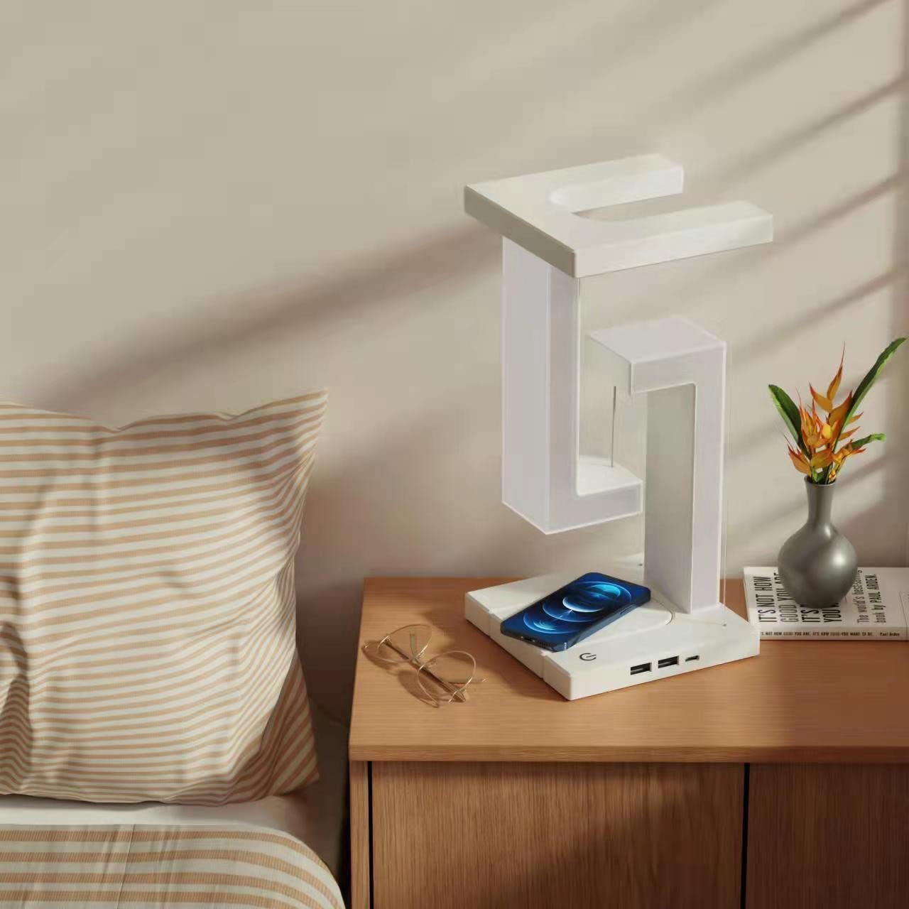 Creative Smartphone Wireless Charging Suspension Table Lamp Balance Lamp Floating For Home Bedroom - Kreative Schwebelampe mit kabelloser Smartphone-Ladestation – Balance-Tischlampe für Schlafzimmer und Zuhause