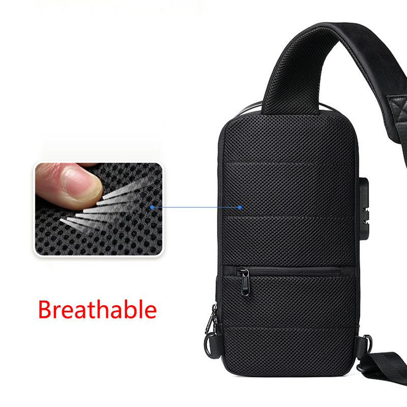 Wasserdichte USB-Anti-Diebstahl-Tasche für Herren – Oxford-Crossbody-Schultertasche, Multifunktionale Sling-Messenger-Brusttasche für Kurzreisen