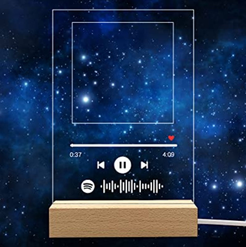 Customizable Photo Music Album Cover Night Light Carved Name Song Photo Frame - Personalisierbarer Foto-Musikalbum-Nachtlicht-Bilderrahmen mit Graviertem Namen und Lied