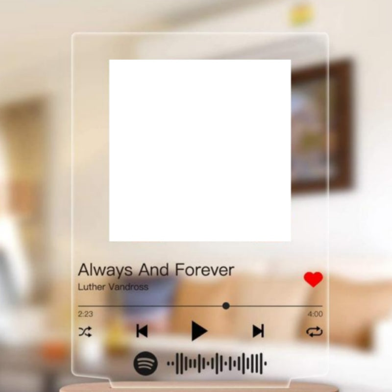 Customizable Photo Music Album Cover Night Light Carved Name Song Photo Frame - Personalisierbarer Foto-Musikalbum-Nachtlicht-Bilderrahmen mit Graviertem Namen und Lied