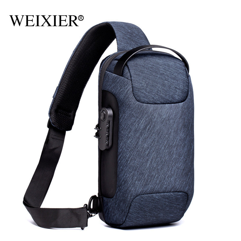 Wasserdichte USB-Anti-Diebstahl-Tasche für Herren – Oxford-Crossbody-Schultertasche, Multifunktionale Sling-Messenger-Brusttasche für Kurzreisen