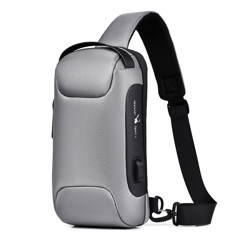 Wasserdichte USB-Anti-Diebstahl-Tasche für Herren – Oxford-Crossbody-Schultertasche, Multifunktionale Sling-Messenger-Brusttasche für Kurzreisen